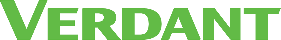 Verdant logo: bold green wordmark on a black background