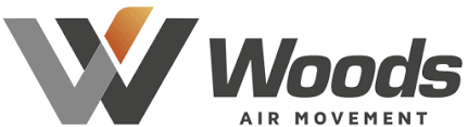 Brand logo for Woods Air Movement, featuring a stylized W emblem and bold wordmark.